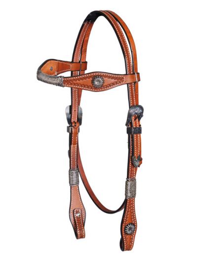 Headstall Tooled with Antique Buckles