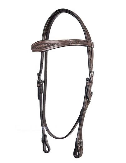 Dark oiled, lightly tooled headstall