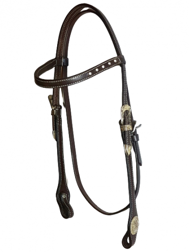 Western Headstall with silver and rhinestones
