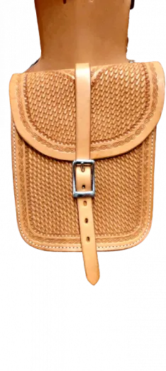 Horn bag leather, with basket tooling