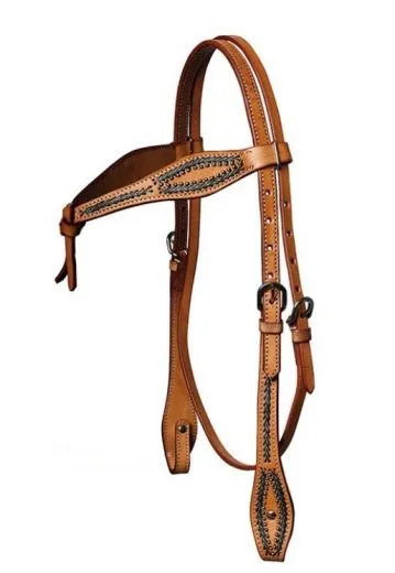 Headstall braided with rawhide