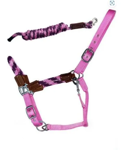 HYBRID ROPE HALTER PINK-BURGUNDY- mit Fhrstrick