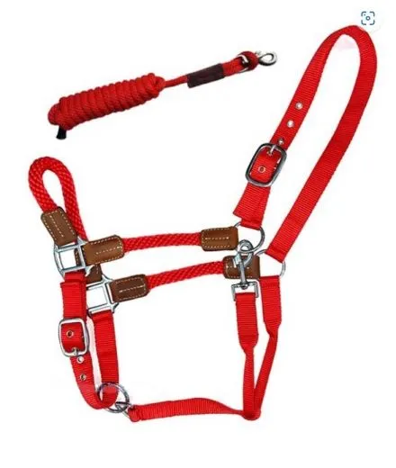 HYBRID ROPE HALTER CRIMSON RED- mit Fhrstrick