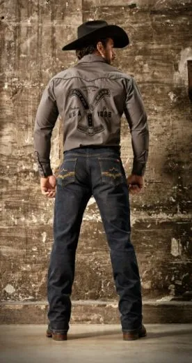 R�ckansicht, Yellowstone Hemd mit Stickerrei