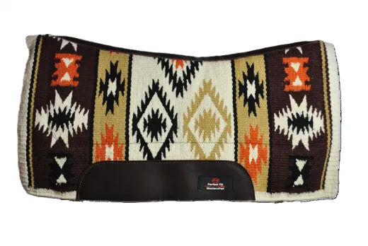 Westernpad PFW PFW Canyon Glow mit Navajo-Muster in Schwarz, Wei� und Braun, mit Lederbesatz und anatomischer Form.