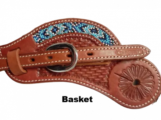 Ausschnitt Sporenriemen mit Basket und Perlen Design