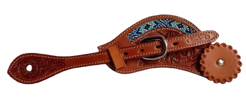 Sporenriemen mit Flower und Perlen Design