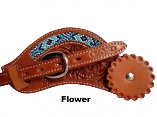 Ausschnitt Sporenriemen mit Flower und Perlen Design