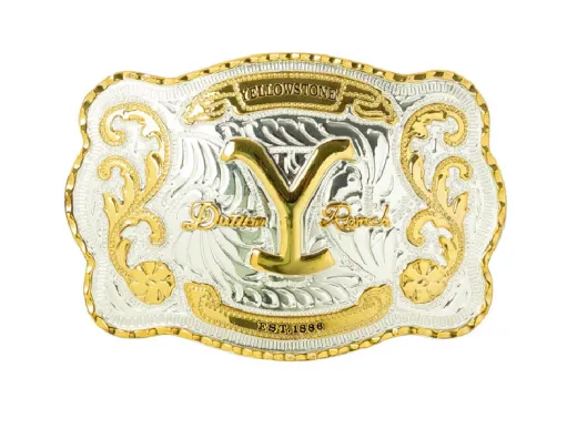 Yellowstone Western Gürtelschnalle mit aufgesetzer glänzender Goldapplikation Yellowstone Western Gürtelschnalle mit aufgesetzer glänzender Goldapplikation