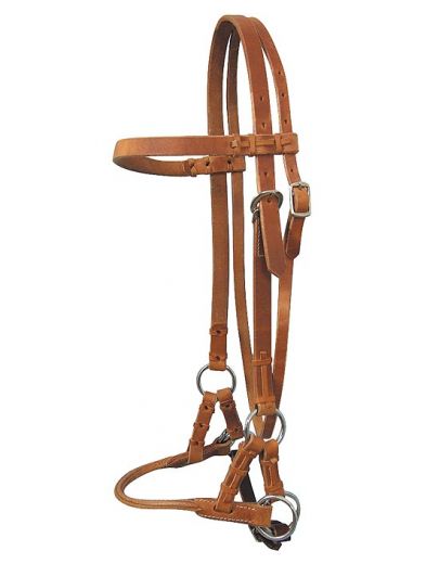Sidepull with round leather-noseband #SPLN-01