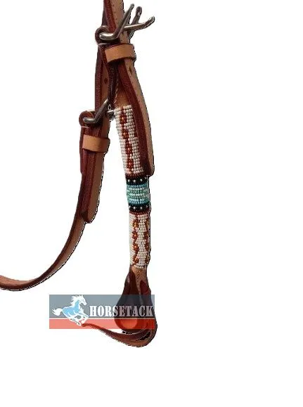 Western Kopfst�ck Blue mit Perlen