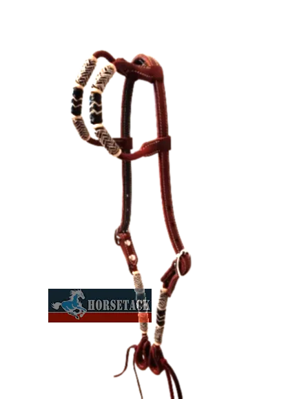 Zweiohr Trense Show mit Rohhaut mit dunklen Applikationen