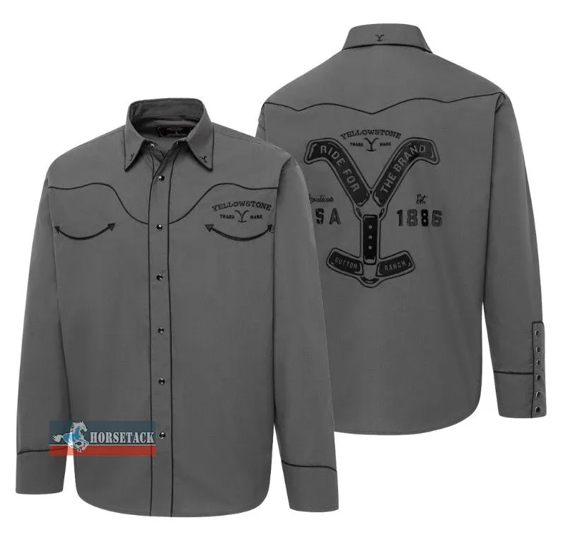 YELLOWSTONE Herren-Shirt „Ride for the Brand“ mit klassischer Westernpasse, aufgesetzten Brusttaschen, Druckknpfen und Rcken-Stickerei.