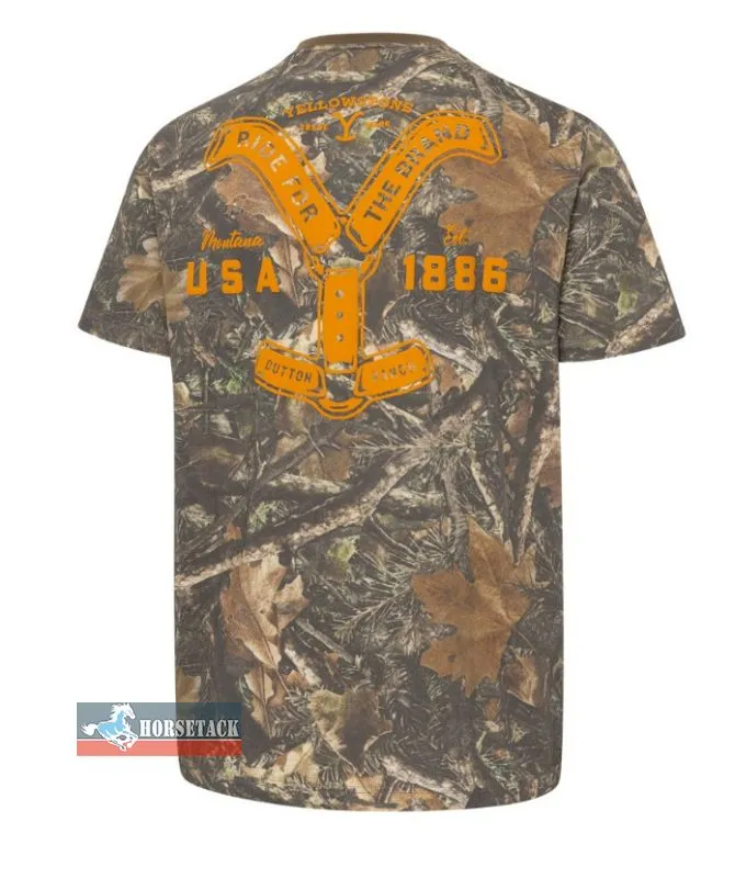 YELLOWSTONE T-Shirt Ride for the Brand im Camouflage-Look mit Logo-Print und Backprint aus der Yellowstone Westernkollektion.