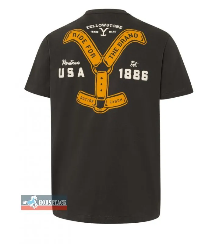 YELLOWSTONE T-Shirt Ride for the Brand in Anthrazit mit Yellowstone Logo und gro�em Backprint aus der Yellowstone Westernkollektion.