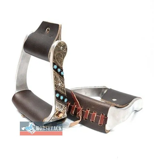 Aluminium Steigb�gel t�rkis Western leicht mit Verzierung