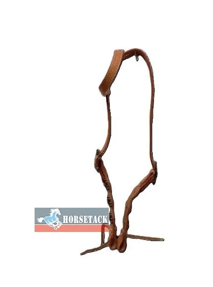 Western One Ear Kopfst�ck aus Naturleder mit Conchos und verstellbaren Backenst�cke
