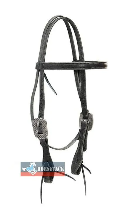 Western Kopfst�ck aus schwarzem Latigo Leder schlicht robust