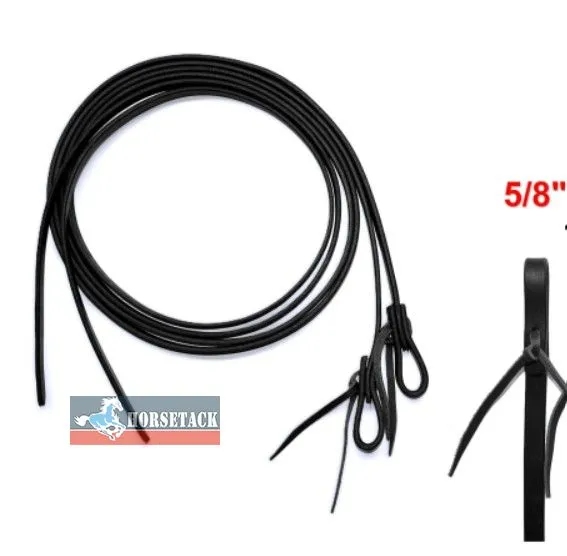 Black Waterloop Reins 8 ft x 5/8 aus schwarzem Leder f�r Westernreiten