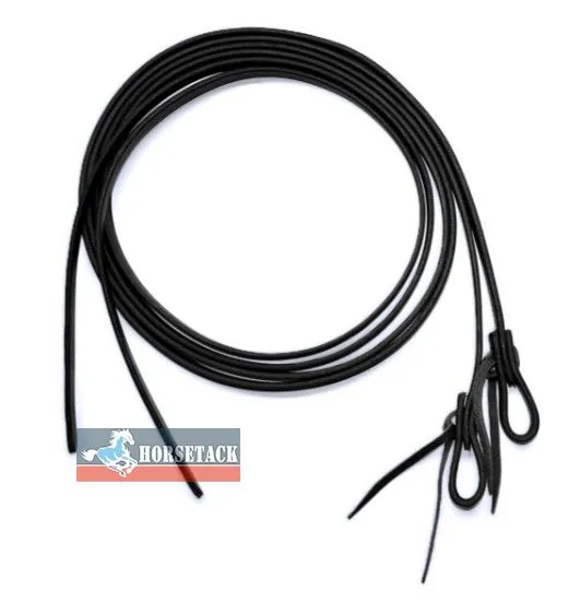 Black Waterloop Reins 8 ft x 1/2 aus Leder f�r Westernreiten
