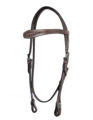Dark oiled, lightly tooled headstall