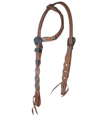 One ear Headstall with flower conchas