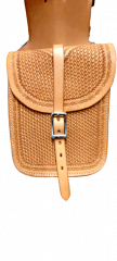 Horn bag  leather, with basket tooling