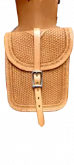 Horn bag leather, with basket tooling