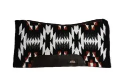 Westernpad PFW Spirit Warrior mit Navajo-Muster in Schwarz, Wei und Rostbraun, mit Lederbesatz und anatomischer Form.