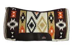 Westernpad PFW PFW Canyon Glow mit Navajo-Muster in Schwarz, Wei� und Braun, mit Lederbesatz und anatomischer Form.