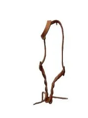 Western One Ear Kopfst�ck aus Naturleder mit Conchos und verstellbaren Backenst�cke