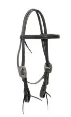 Western Kopfst�ck aus schwarzem Latigo Leder schlicht robust