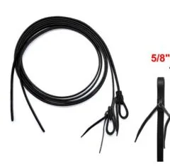 Black Waterloop Reins 8 ft x 5/8 aus schwarzem Leder f�r Westernreiten